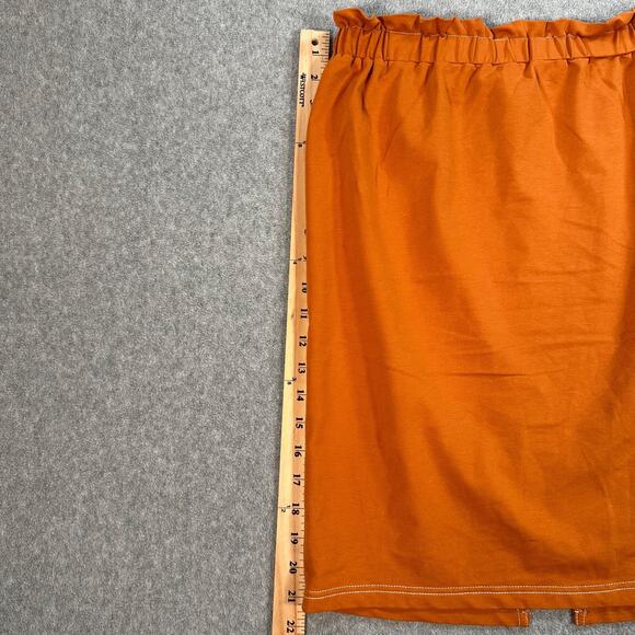 Polagram Paperbag Skirt Womens X-Small Orange Elastic Waist Contrast Stitch Slit - Picture 2 of 8